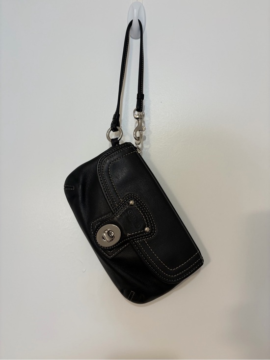 Coach Handbags - Coach 1941 Legacy Black Leather Silver Turn Lock Wristlet Clutch w/ Zip Closure